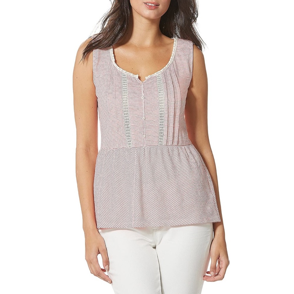 Vintage America Blues Adele Micro Stripe Missy Sleeveless Knit Top